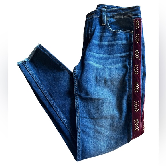 MISS ME Velvet Side Stripe Ankle Skinny Denim Jeans Sz 28 Stretch MSRP $99 Beads - Picture 6 of 14